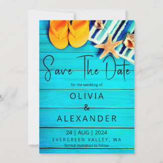 tropical beach destination wedding save the date invitation