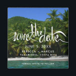 Tropical Beach Destination Wedding Save the Date Magnet<br><div class="desc">Beautiful tropical palm tree lined beach wedding save the date magnets for your destination wedding. Customise with your names,  wedding date and the location.</div>