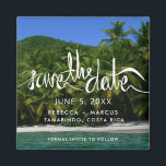 Tropical Beach Destination Wedding Save the Date Magnet<br><div class="desc">Beautiful tropical palm tree lined beach wedding save the date magnets for your destination wedding. Customise with your names,  wedding date and the location.</div>