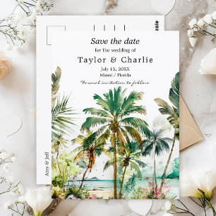 Tropical Beach Destination Wedding Save The Date Postcard