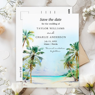 Tropical Beach Destination Wedding Save The Date Postcard