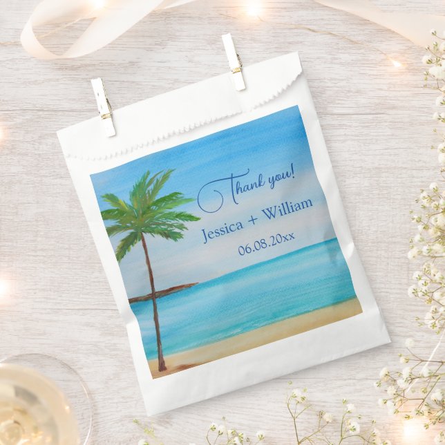 Tropical Beach Destination Wedding Thank you  Favour Bag (Clipped)
