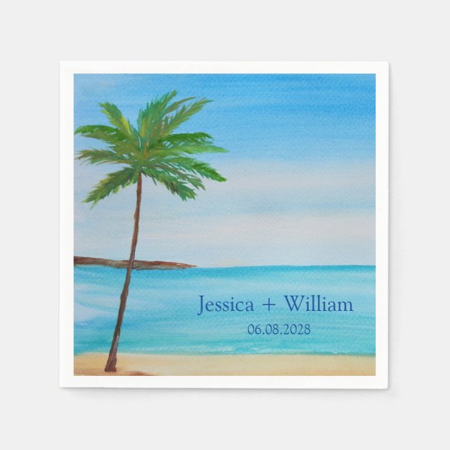 Tropical Beach Destination Wedding Thank you  Napkin (Front)