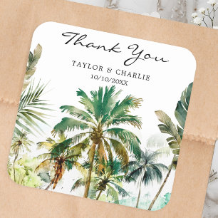 Tropical Beach Destination Wedding Thank You Square Sticker