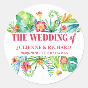 Tropical Beach Destination Wedding Welcome Classic Round Sticker