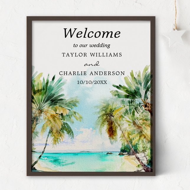 Tropical Beach Destination Wedding Welcome Sign (Creator Uploaded)