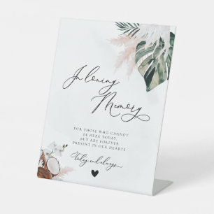 Tropical Beach Dusty Blue Memorial Wedding Pedestal Sign