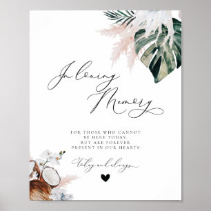 Tropical Beach Dusty Blue Memorial Wedding Sign