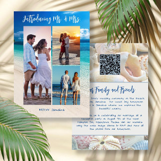Tropical Beach Elopement Newlywed Reception Invitation