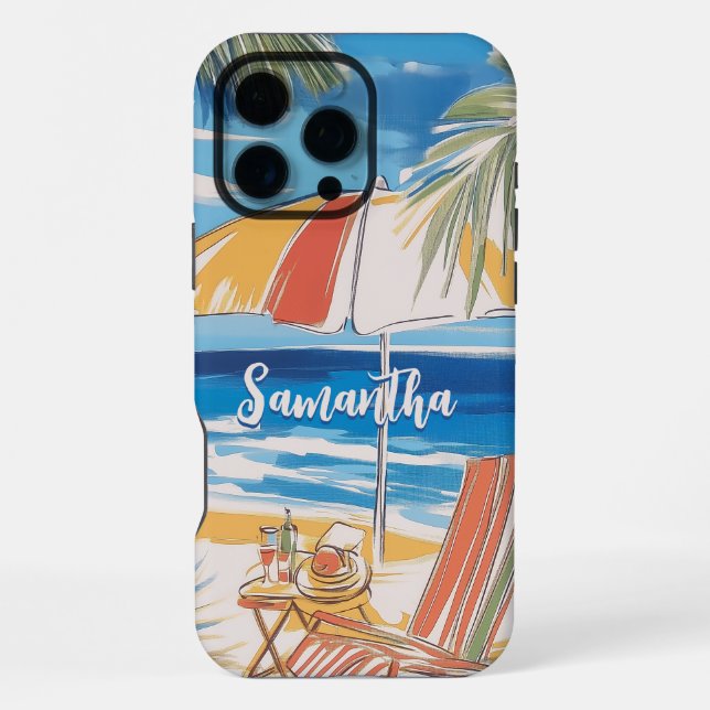 Tropical Beach Escape - Personalised Summer iPhone Case (Back)
