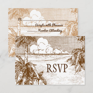 Tropical Beach Etching Editable Response Cards