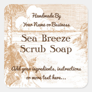 Tropical Beach Etching Editable Soap Sticker