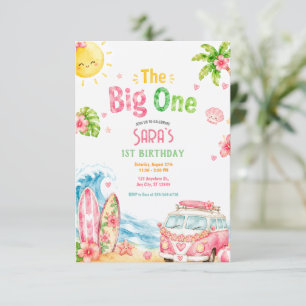 Tropical Beach First Birthday Party for Girls Invitation