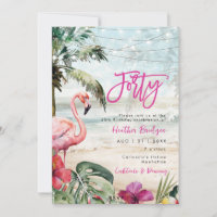 tropical beach flamingo 40th birthday party
