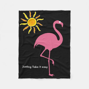 Tropical Beach Flamingo Fleece Blanket
