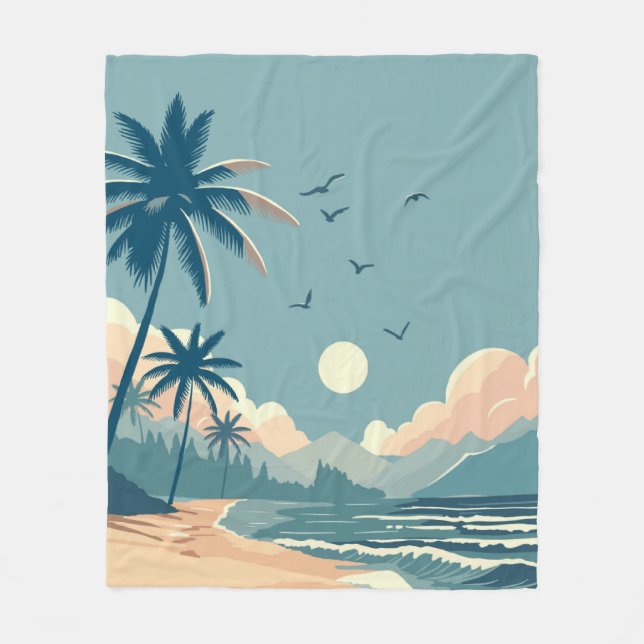 Tropical beach fleece blanket (Front)