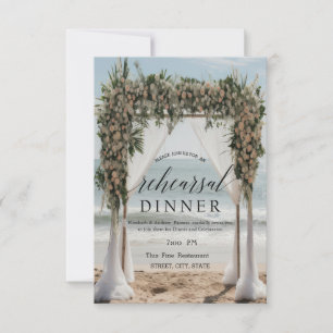 Tropical Beach Floral Arbor Rehearsal Dinner Invitation