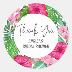 Tropical Beach Floral Bridal Shower favour sticker