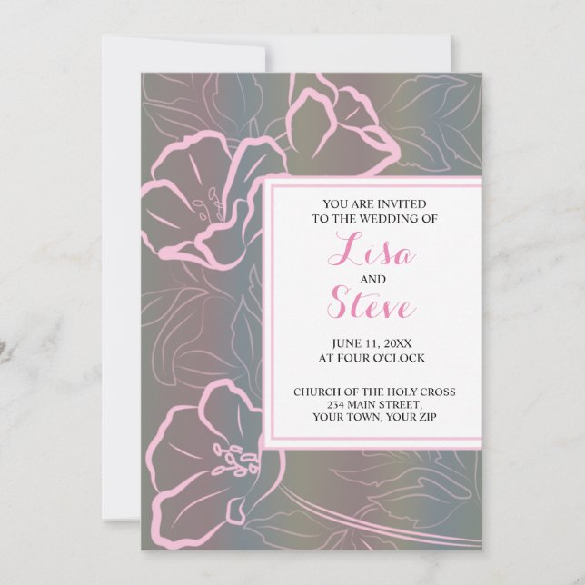 Tropical Beach Floral Destination Wedding Invitation (Front)
