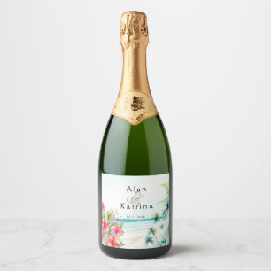 Tropical Beach Floral Food and Beverage Label Set