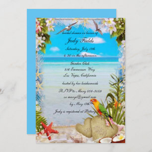 Tropical Beach Floral Wedding Bridal Shower Card