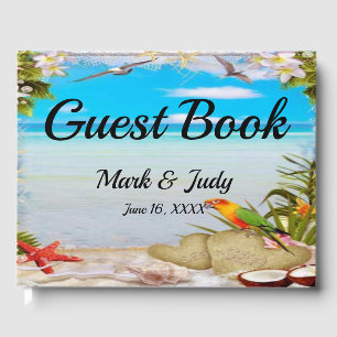Tropical Beach Floral Wedding Guest Book