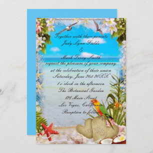 Tropical Beach Floral Wedding Invitation