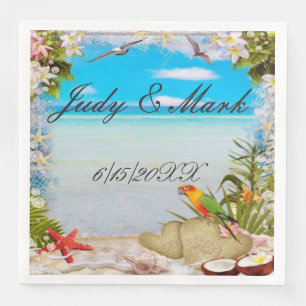 Tropical Beach Floral Wedding Paper Napkins