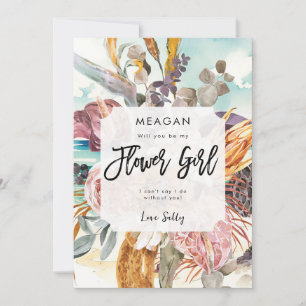 tropical beach flower girl proposal card