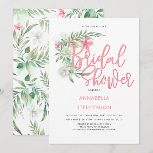 Tropical Beach Flowers Bridal Shower Invitation