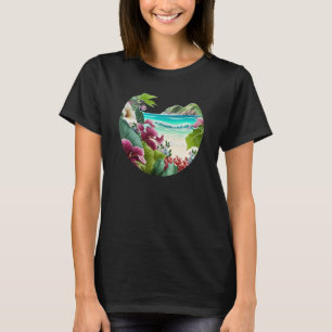Tropical Beach Flowers Floral Island Paradise T-Shirt
