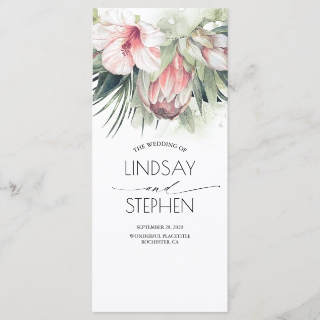 Tropical Beach Flowers Wedding Programs (Front)