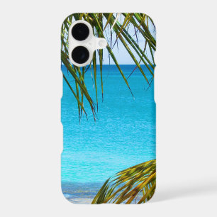 Tropical Beach framed with Palm Fronds