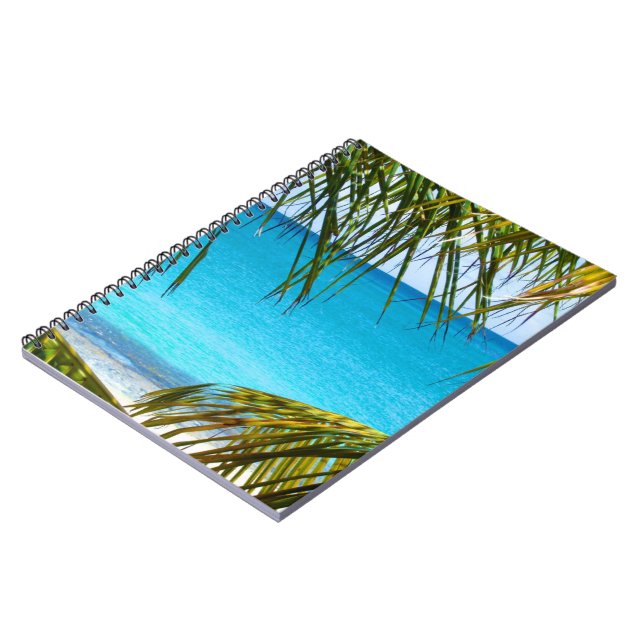 Tropical Beach framed with Palm Fronds Notebook (Left Side)