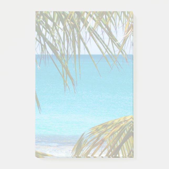 Tropical Beach framed with Palm Fronds Post-it Notes (Front)