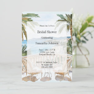 Tropical Beach French Riviera Bridal Shower Invitation