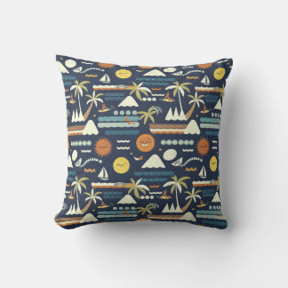 Tropical Beach Fun Pattern Cushion