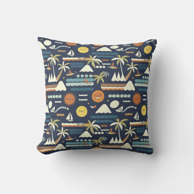 Tropical Beach Fun Pattern Cushion (Front)