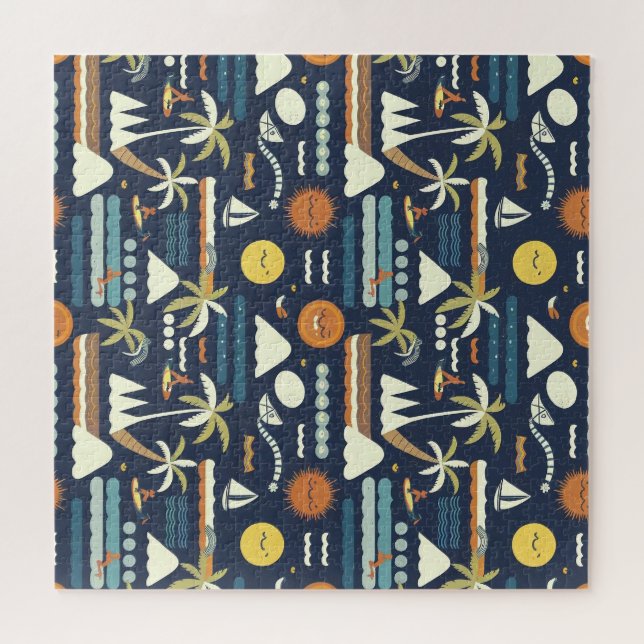 Tropical Beach Fun Pattern Jigsaw Puzzle (Horizontal)