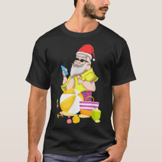 Tropical Beach Funny Santa Hawaii Summer Christmas T-Shirt