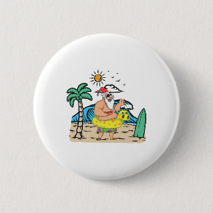 Tropical Beach Funny Santa Xmas Summer Christmas I 6 Cm Round Badge