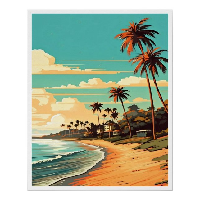 Tropical Beach Glossy Poster (Front)