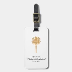 Tropical Beach Gold Palm Destination Bachelorette Luggage Tag