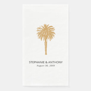 Tropical Beach Gold Palm Tree Destination Wedding  Napkin