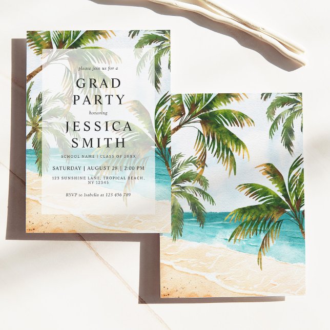 Tropical Beach Graduation Party Invitation (Creator Uploaded)
