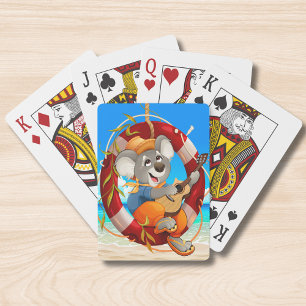 Tropical Beach Guitar Playing Koala Playing Cards