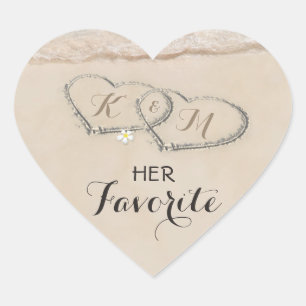 Tropical Beach Heart Shore Wedding   Her Favourite Heart Sticker