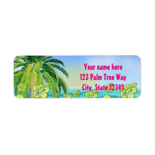 Tropical Beach Hibiscus Luau Address Label Return Address Label