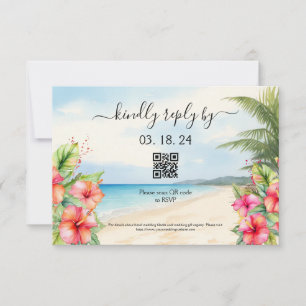 Tropical Beach Hibiscus RSVP Card