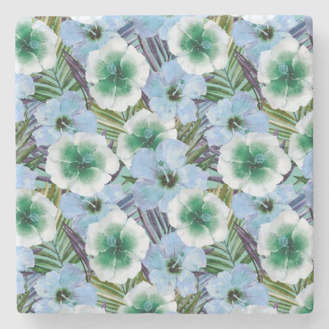 Tropical Beach Hibiscus Stone Coaster (Front)